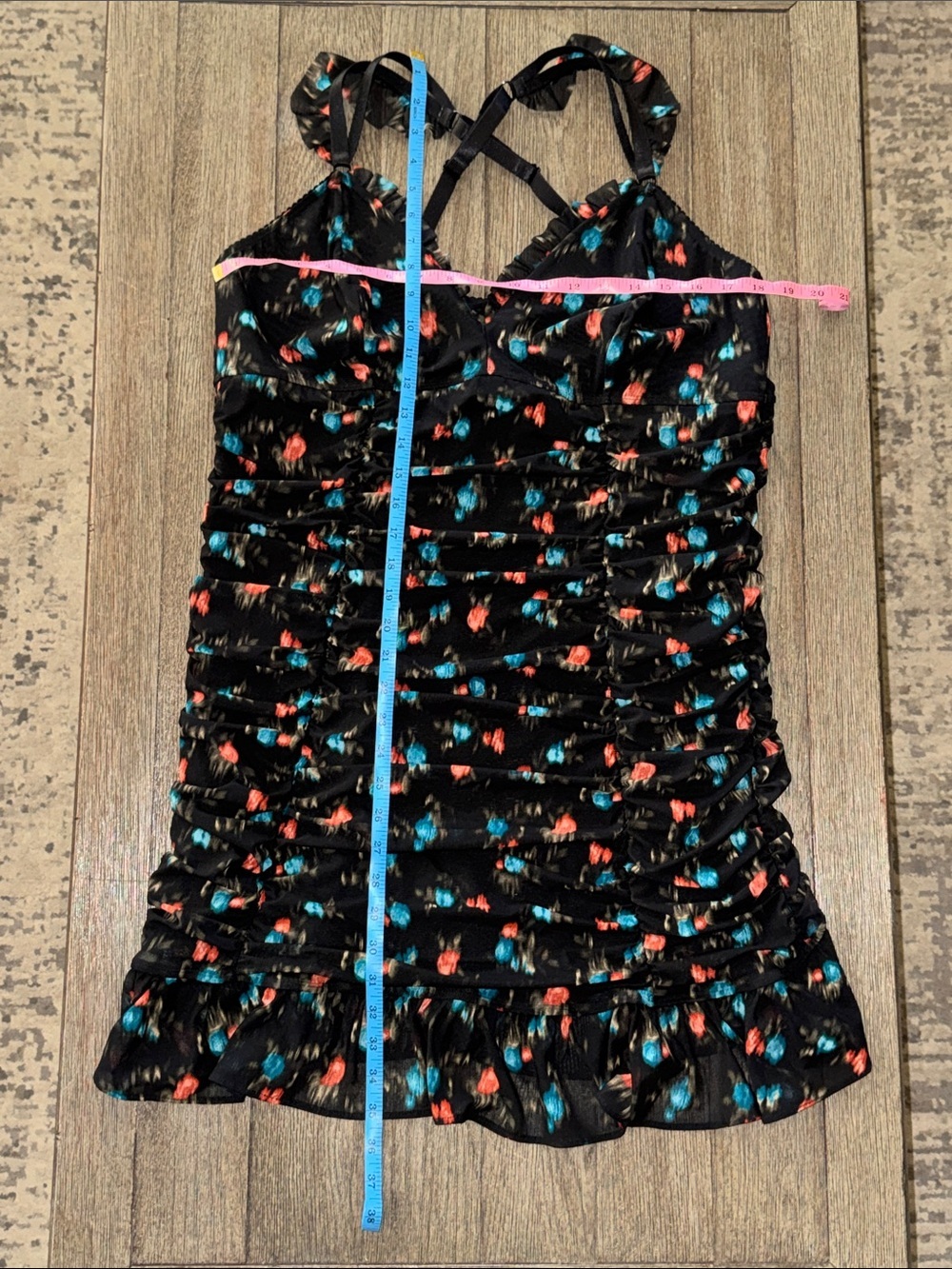 Torrid Ruched Mesh Ruffle Chemise Sweet Ikat - Picture 10 of 12